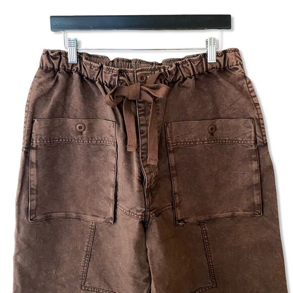 NWT Free People River Stone pants cargo baggy loose fit cotton brown Sz M - Picture 7 of 11